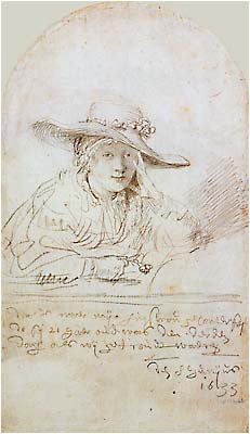 Rembrant, Saskia (silverpoint drawing, 1633)