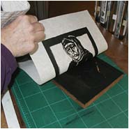 lifting the print off the block