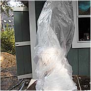 Wet cloths covered with plastic