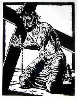 Station III  Jesus falls the first time