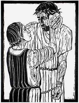 Station VI  A woman wipes the face of Jesus